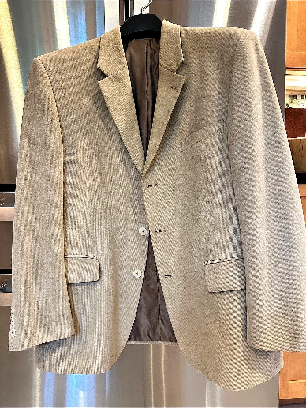 Andrew Fezza Men's Beige Two-Button Corduroy Sport Coat